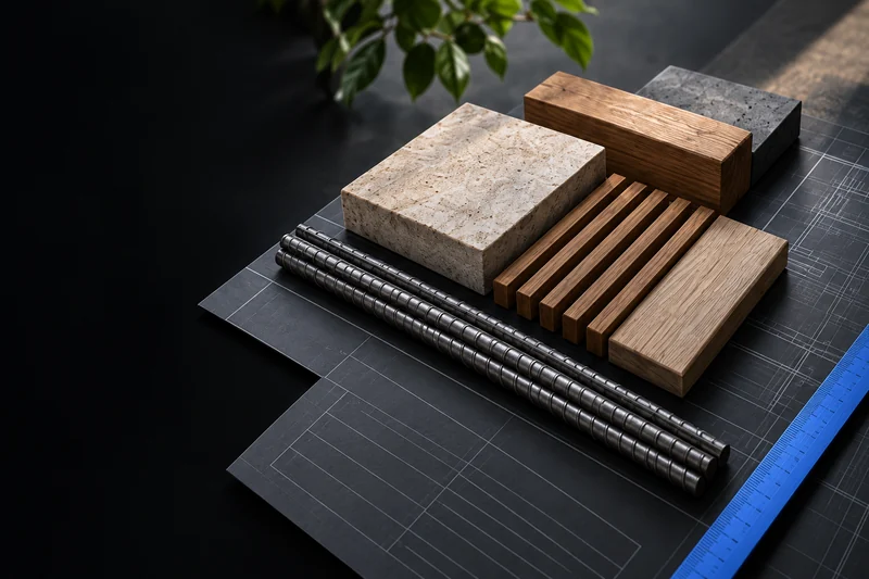 Natural stone and timber finish palette