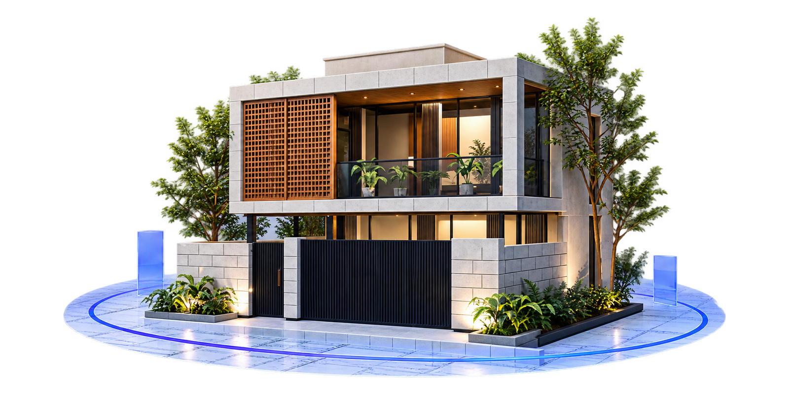 Architectural illustration of a contemporary home